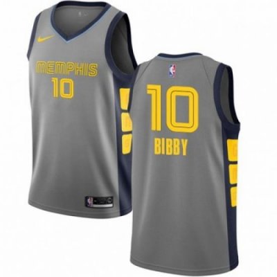 Mens Nike Memphis Grizzlies 10 Mike Bibby Swingman Gray NBA Jersey City Edition