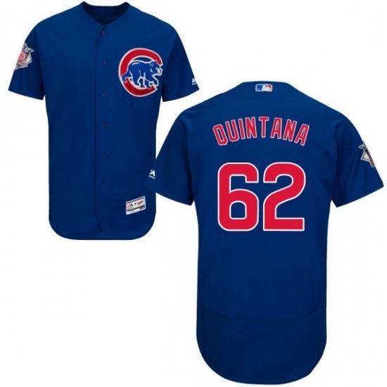 Mens Majestic Chicago Cubs 62 Jose Quintana Royal Blue Alternate Flexbase Authentic Collection MLB Jersey