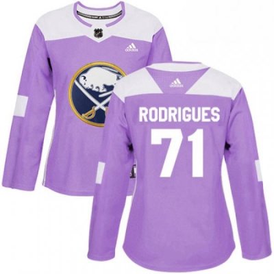 Womens Adidas Buffalo Sabres 71 Evan Rodrigues Authentic Purple Fights Cancer Practice NHL Jersey