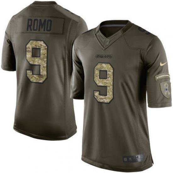 Mens Dallas CoWboys 9 Tony Romo Nike Green Salute To Service Limited Jersey