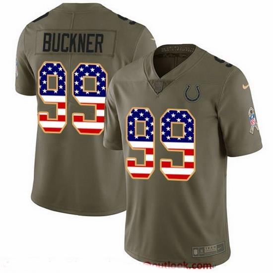 Nike Colts 99 DeForest Buckner Olive USA Flag Men Stitched NFL Limited 2017 Salute To Service Jersey