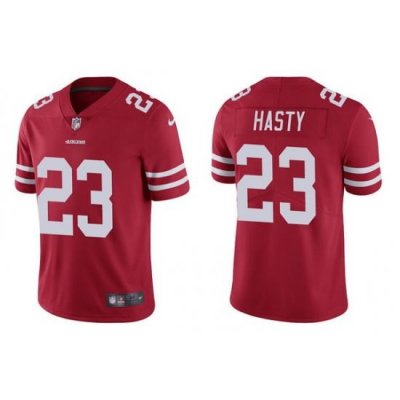 Men San Francisco 49ers 23 JaMycal Hasty 2021 Red Vapor Untouchable Limited Stitched Jersey