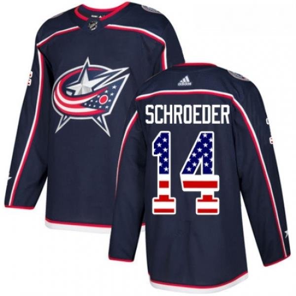 Youth Adidas Columbus Blue Jackets 14 Jordan Schroeder Authentic Navy Blue USA Flag Fashion NHL Jersey