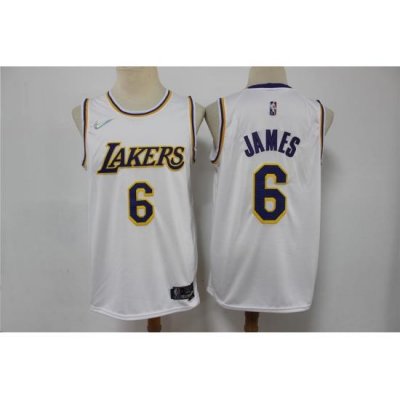 Men Los Angeles Lakers Lebron James 6 75th Anniversary White Nike Stitched Jersey