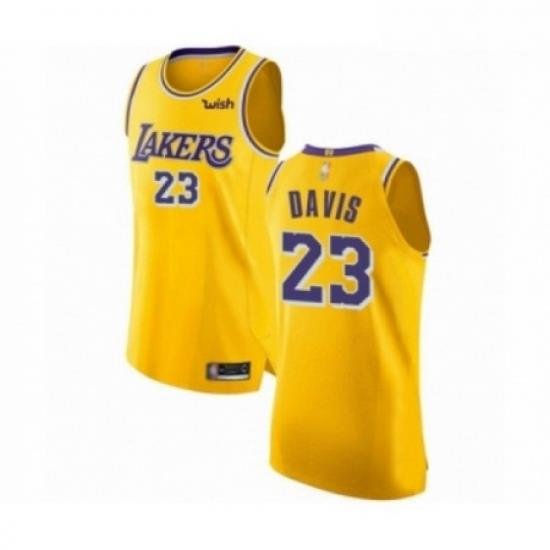 Mens Los Angeles Lakers 23 Anthony Davis Authentic Gold Basketball Jersey Icon Edition