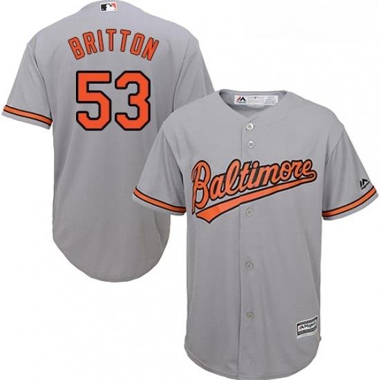 Youth Majestic Baltimore Orioles 53 Zach Britton Replica Grey Road Cool Base MLB Jersey