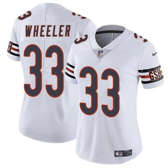 Women Chicago Bears 33 Ian Wheeler White 2024 Vapor Stitched Jersey 28Run Small 29