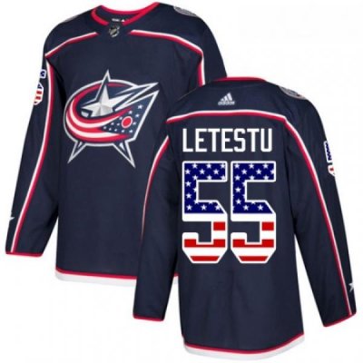 Youth Adidas Columbus Blue Jackets 55 Mark Letestu Authentic Navy Blue USA Flag Fashion NHL Jersey