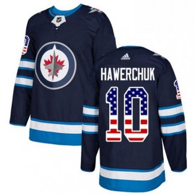 Mens Adidas Winnipeg Jets 10 Dale Hawerchuk Authentic Navy Blue USA Flag Fashion NHL Jersey