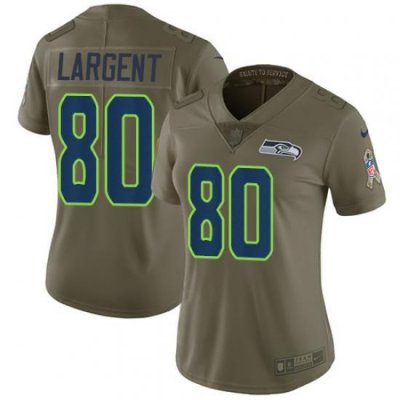 Womens Nike Seahawks #80 Steve Largent Olive  Stitched NFL Limited 2017 Salute to Service Jersey