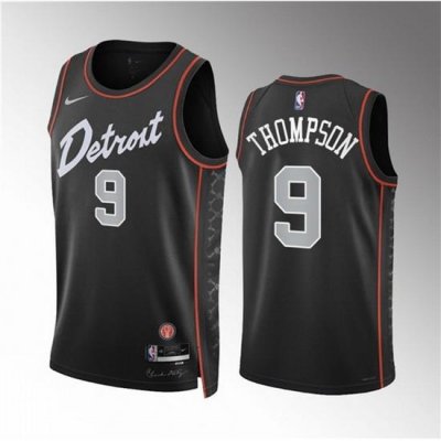 Men Detroit Pistons 9 Ausar Thompson Black 2023 24 City Edition Stitched Basketball Jersey