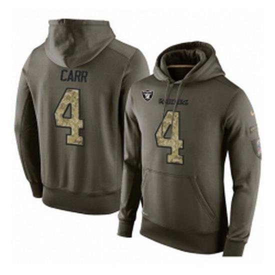 NFL Nike Oakland Raiders 4 Derek Carr Green Salute To Service Mens Pullover Hoodie