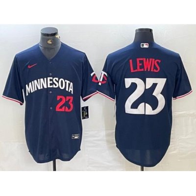 Men Twins 25 Byron Buxton Navy Nike Cool Base Men Jersey