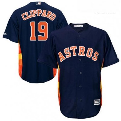 Mens Majestic Houston Astros 19 Tyler Clippard Replica Navy Blue Alternate Cool Base MLB Jersey