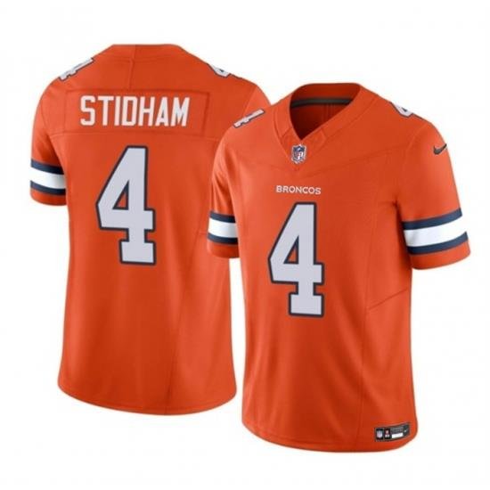 Men Denver Broncos 4 Jarrett Stidham Orange 2023 F U S E  Vapor Untouchable Stitched Jersey