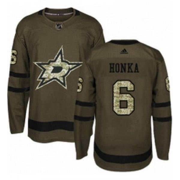 Youth Adidas Dallas Stars 6 Julius Honka Premier Green Salute to Service NHL Jersey