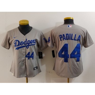 Women Los Angeles Dodgers 44 Vicente Padilla Grey Stitched Jersey 6