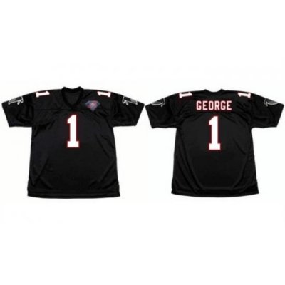 Men Atlanta Falcons 1 Jeff George Black 1994 Home Throwback Stitched Football Jersey