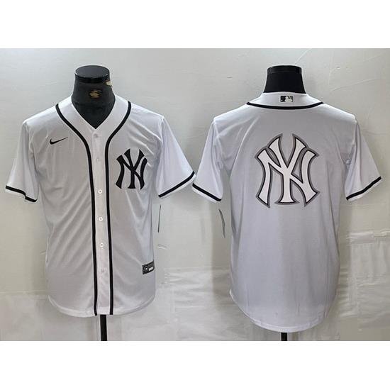 Men NeW York Yankees White Team Big Logo Cool Base Stitched Baseball Jersey 9