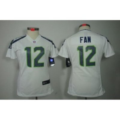 Women Nike Seattle Seahawks 12# Fan White Color NFL LIMITED Jerseys