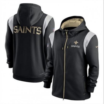 Men New Orleans Saints Black Zipper Hoodie