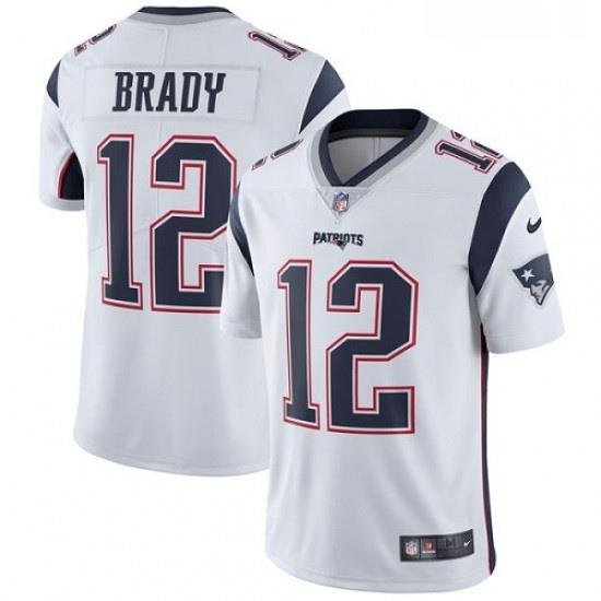 Mens Nike NeW England Patriots 12 Tom Brady White Vapor Untouchable Limited Player NFL Jersey