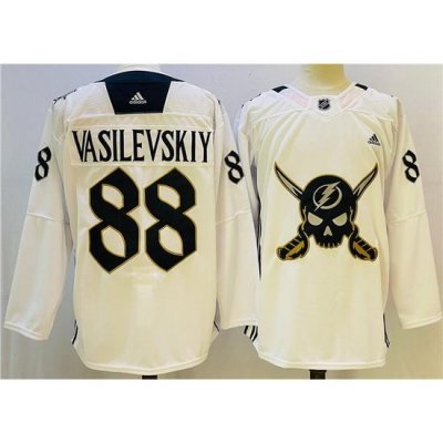 Men Tampa Bay Lightning 88 Andrei Vasilevskiy White Stitched Jersey