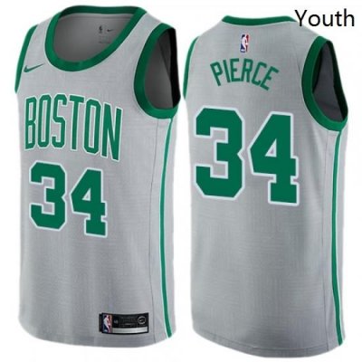 Youth Nike Boston Celtics 34 Paul Pierce Swingman Gray NBA Jersey City Edition