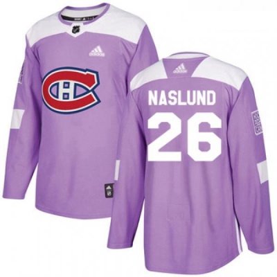 Youth Adidas Montreal Canadiens 26 Mats Naslund Authentic Purple Fights Cancer Practice NHL Jersey