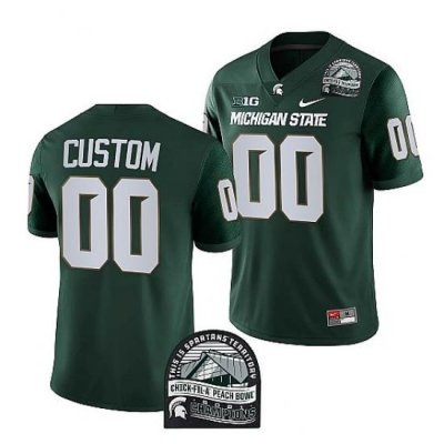 Michigan State Spartans Custom Green 2021 Peach Bowl Champions Cfp Jersey