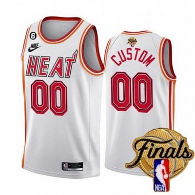 Men Miami Heat Active Player Custom White 2023 Finals Classic Edition With NO 6 Patch Stitched Basketball Jersey