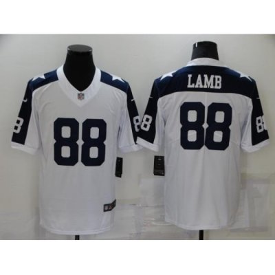 Men Dallas Cowboys eeDee Lamb 88 White Thanksgiving Throwback Limited Jersey