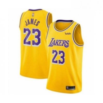 Youth Los Angeles Lakers 23 LeBron James Swingman Gold Basketball Jerseys Icon Edition