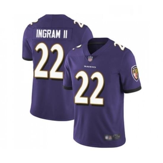 Mens Baltimore Ravens 22 Mark Ingram II Purple Team Color Vapor Untouchable Limited Player Football Jersey