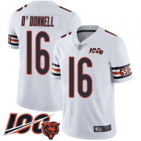 Youth Chicago Bears 16 Pat ODonnell White Vapor Untouchable Limited Player 100th Season Football Jersey