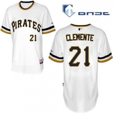 Mens Majestic Pittsburgh Pirates 21 Roberto Clemente Authentic White Alternate 2 Cool Base MLB Jersey