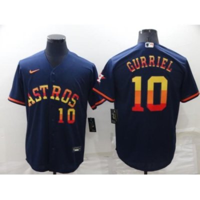 Men Houston Astros 10 Yuli Gurriel 2022 Navy Cool Base Stitched Jerse