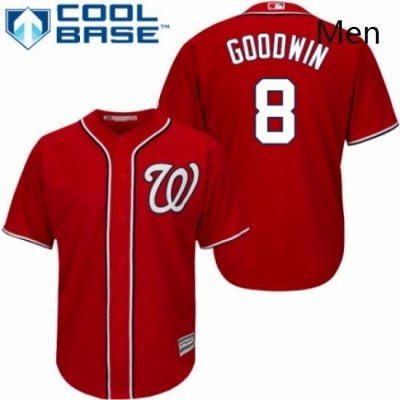 Mens Majestic Washington Nationals 8 Brian Goodwin Replica Red Alternate 1 Cool Base MLB Jersey