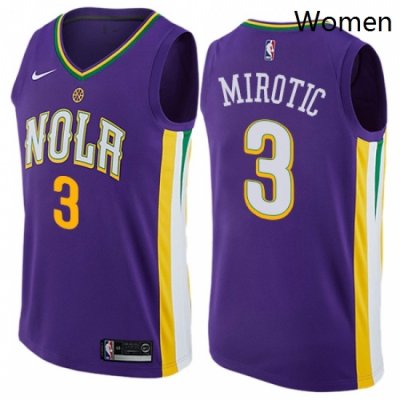 Womens Nike New Orleans Pelicans 3 Nikola Mirotic Swingman Purple NBA Jersey City Edition