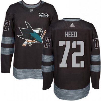 Mens Adidas San Jose Sharks 72 Tim Heed Authentic Black 1917 2017 100th Anniversary NHL Jersey