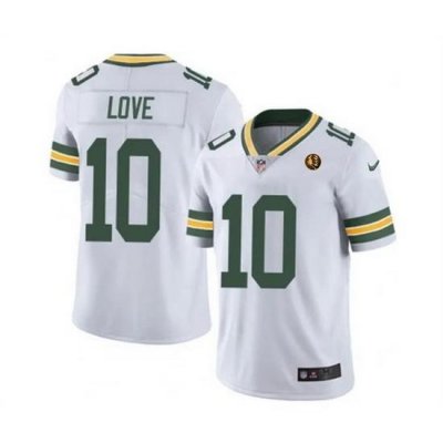 Men Green Bay Packers 10 Jordan Love White Vapor Limited Throwback Stitched Football Jersey