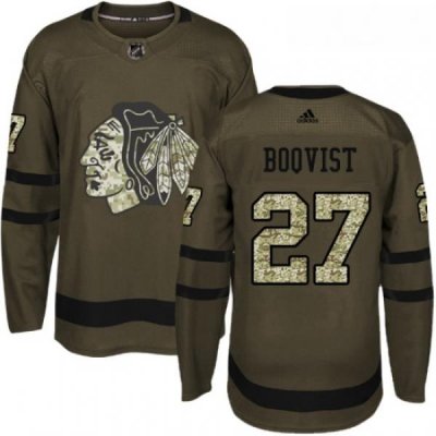 Youth Adidas Chicago Blackhawks 27 Adam Boqvist Authentic Green Salute to Service NHL Jersey