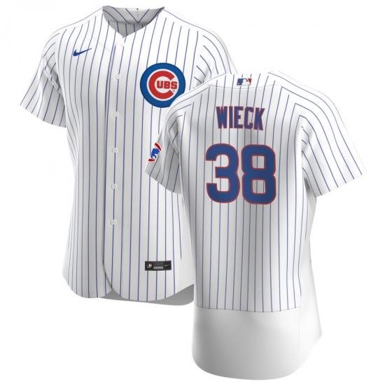 Men Chicago Cubs 38 Brad Wieck Men Nike White Home 2020 Flex Base Player Jersey