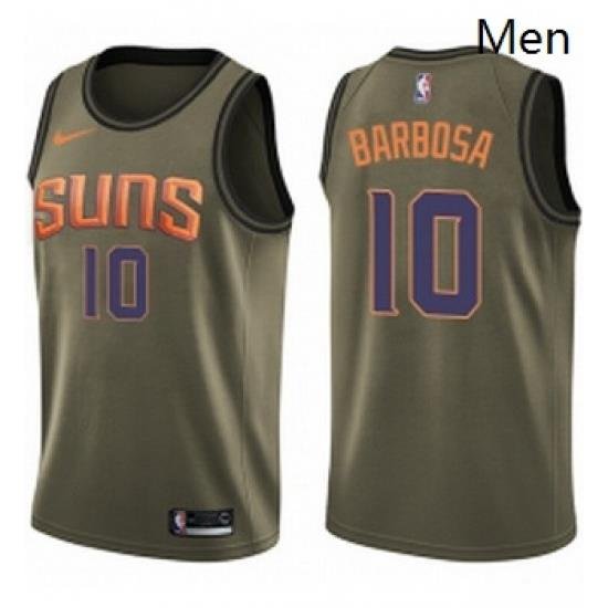 Mens Nike Phoenix Suns 10 Leandro Barbosa Swingman Green Salute to Service NBA Jersey