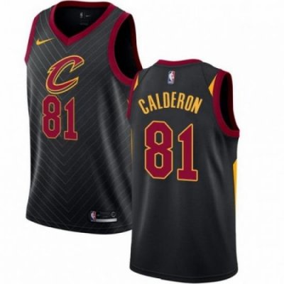 Mens Nike Cleveland Cavaliers 81 Jose Calderon Authentic Black Alternate NBA Jersey Statement Edition