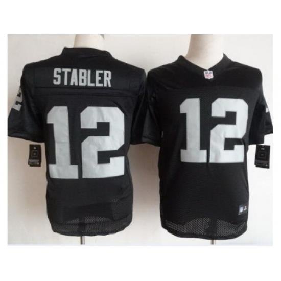 Nike Oakland Raiders 12 Ken Stabler Black Elite NFL Jersey