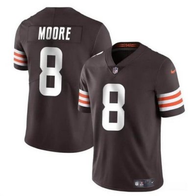 Men Cleveland Browns 8 Elijah Moore Brown Vapor Limited Stitched Football Jersey