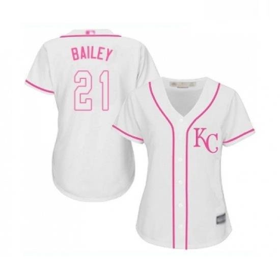 Womens Kansas City Royals 21 Homer Bailey Replica White Fashion Cool Base Baseball Jersey