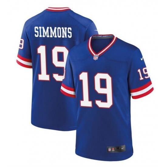 Men New York Giants 19 Isaiah Simmons Royal Classic Stitched Game Jersey