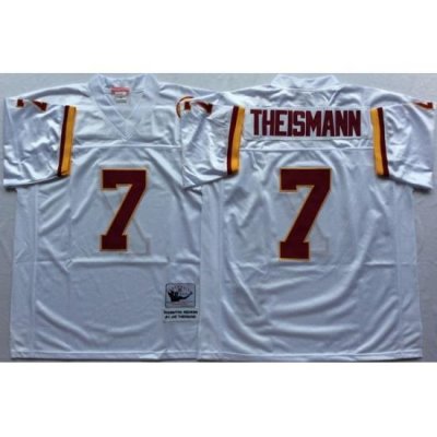 Men Redskins 7 Joe Theismann White M&N Throwback Jersey